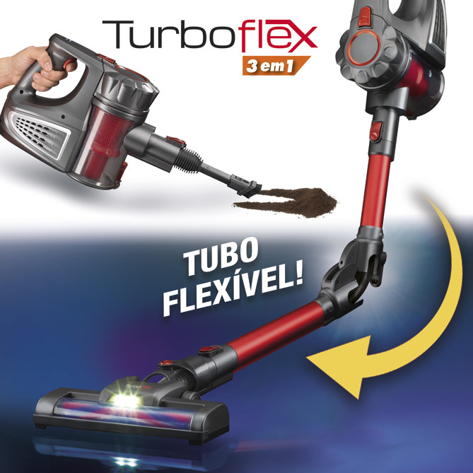 Aspirador sem fios “Turbo Flex 3 em 1”: limpar da forma mais cómoda e rápida