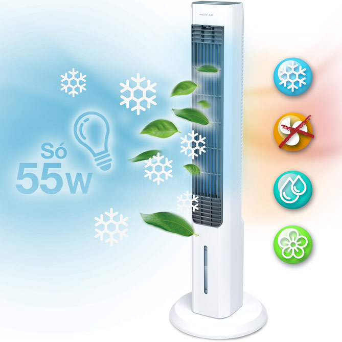 Arrefecedor “4 em 1” ARCTIC AIR: “4 em 1”: Arrefecedor Evaporativo + Ventilador sem pás + Humidificador + Aromatizador