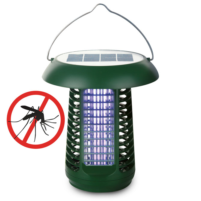 Candeeiro Solar Antimosquitos: Carrega-se com energia solar ou ligado à corrente
