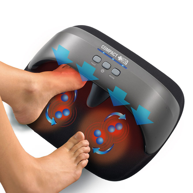 Sistema Integral de Massagem de pés “COMPACT 3D”: 4 terapias para uma massagem envolvente: Pressoterapia, Shiatsu, Reflexologia e Termoterapia